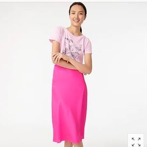 J Crew Neon Pink Pull On Slip Skirt